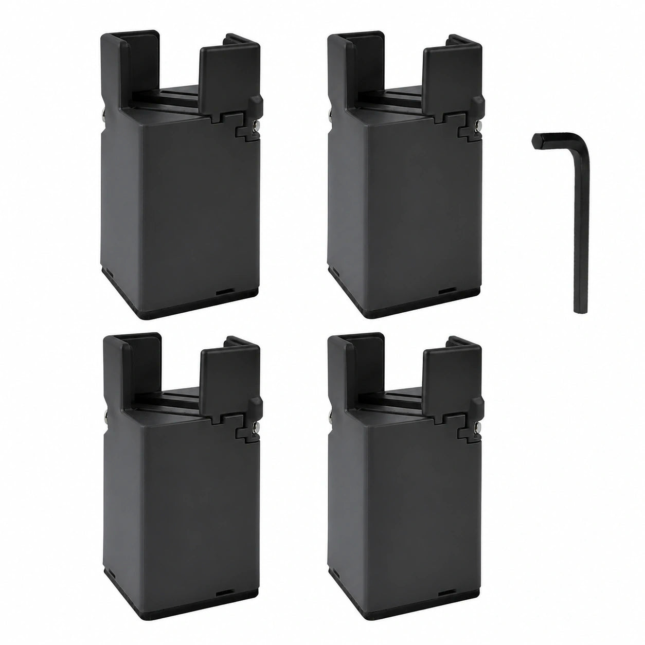 Verstellbare Möbelhöher 4er-Set, 10 cm, Schwarz, Geeignet für Betten, Tische und Sofas