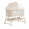 Vielseitiges 4-in-1 Beistellbett für Babys, Umwandelbares Babybett für Co-Sleeping, Reisekinderbett mit Matratze, Höhenverstellbarer Stubenwagen mit Rollen, Faltbar für Kinder von 1 bis 36 Monaten (Beige)