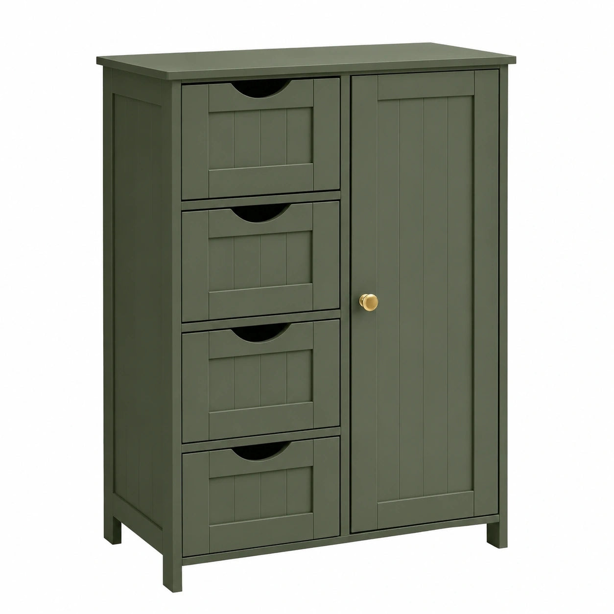 VASAGLE Schmaler Badezimmerschrank mit Schubladen und Tür, verstellbar, 30 x 55 x 82 cm, Grün