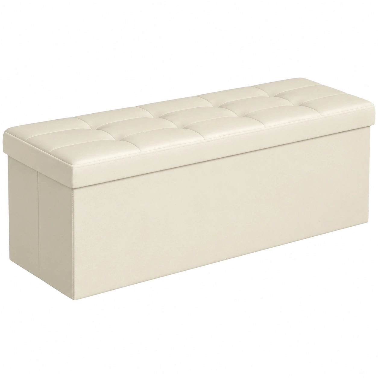 SONGMICS Aufbewahrungshocker, faltbar, 300 kg tragfähig, 38 x 110 x 38 cm, Cremeweiß