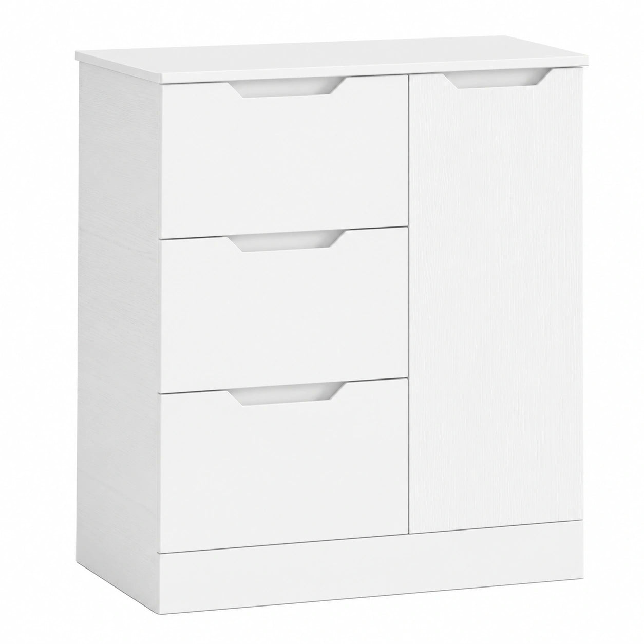 Moderne Xbro Kommode 80 cm in Weiß, 3 Schubladen, Tür & Einlegeböden, Ideal für Schlafzimmer, Flur und Wohnzimmer