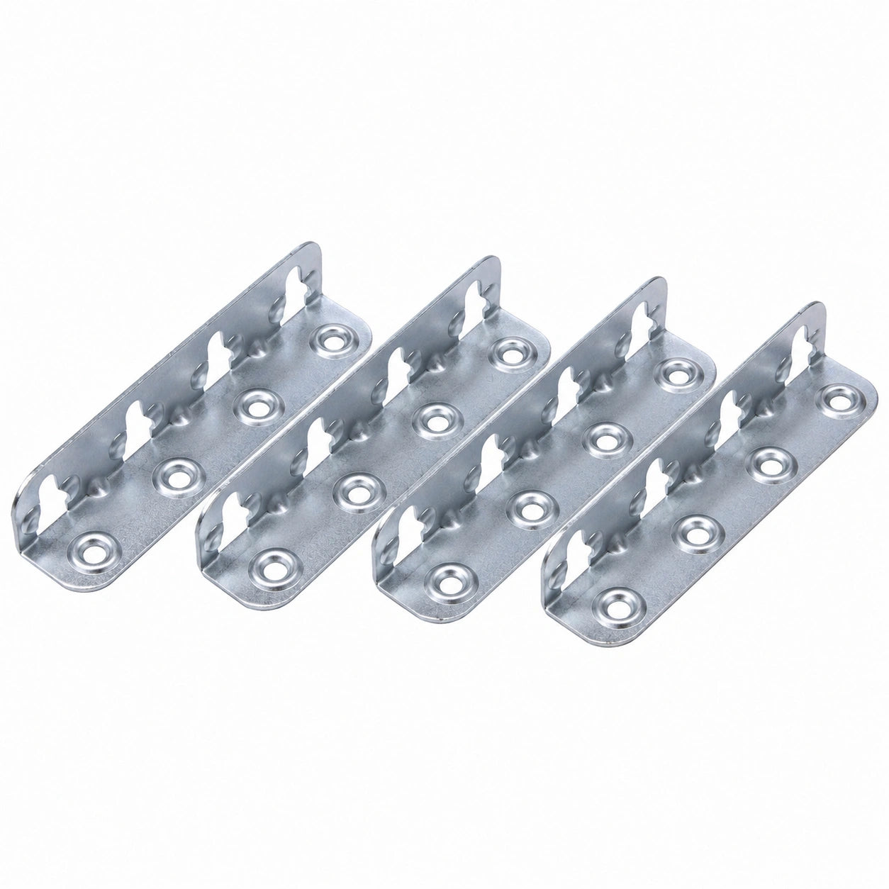 Gedotec Stahl Bettverbinder mit Schlüssel-Loch, 23x25x120 mm, Blau Verzinkt, 4er Set
