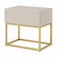 Selsey Nachttisch mit Schublade in Graubeige und goldenen Beinen - Moderner Beistelltisch Veldio