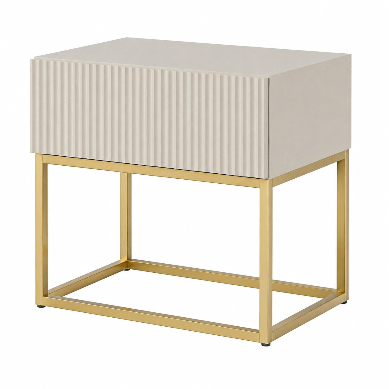 Selsey Nachttisch mit Schublade in Graubeige und goldenen Beinen - Moderner Beistelltisch Veldio