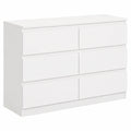 YOUDENOVA Moderne weiße Kommode mit 6 Schubladen, 120 x 40 x 75 cm, ideal für Schlafzimmer, Flur und Wohnzimmer