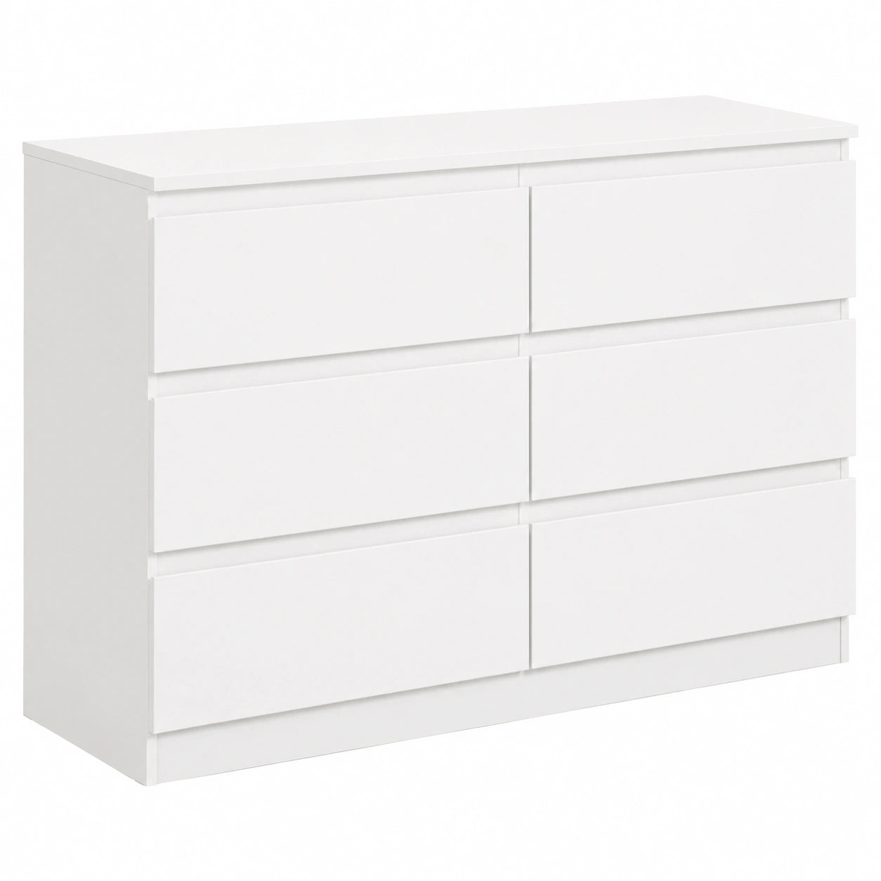 YOUDENOVA Moderne weiße Kommode mit 6 Schubladen, 120 x 40 x 75 cm, ideal für Schlafzimmer, Flur und Wohnzimmer