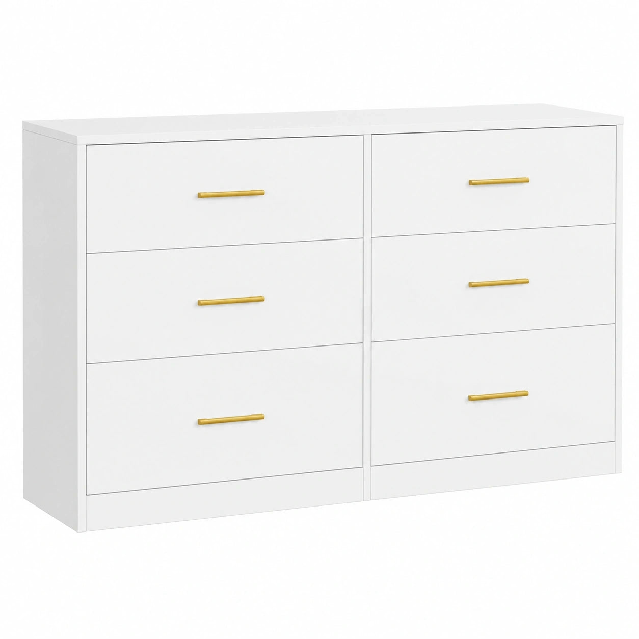VASAGLE Custos Kollektion - Moderner Kommodenschrank mit 6 Schubladen, 40 x 119 x 78 cm, für Wohnzimmer und Schlafzimmer, wolkenweiß