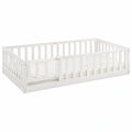 LALAHO Montessori Kinderbett 90x200 cm mit Rausfallschutz & Lattenrost, umbaubar zum Jugendbett, hohe Tragfähigkeit, Weiß