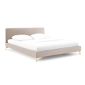 Elegantes Polsterbett Glamour in Beige, 149x208 cm, Samt, Goldmetallfüße