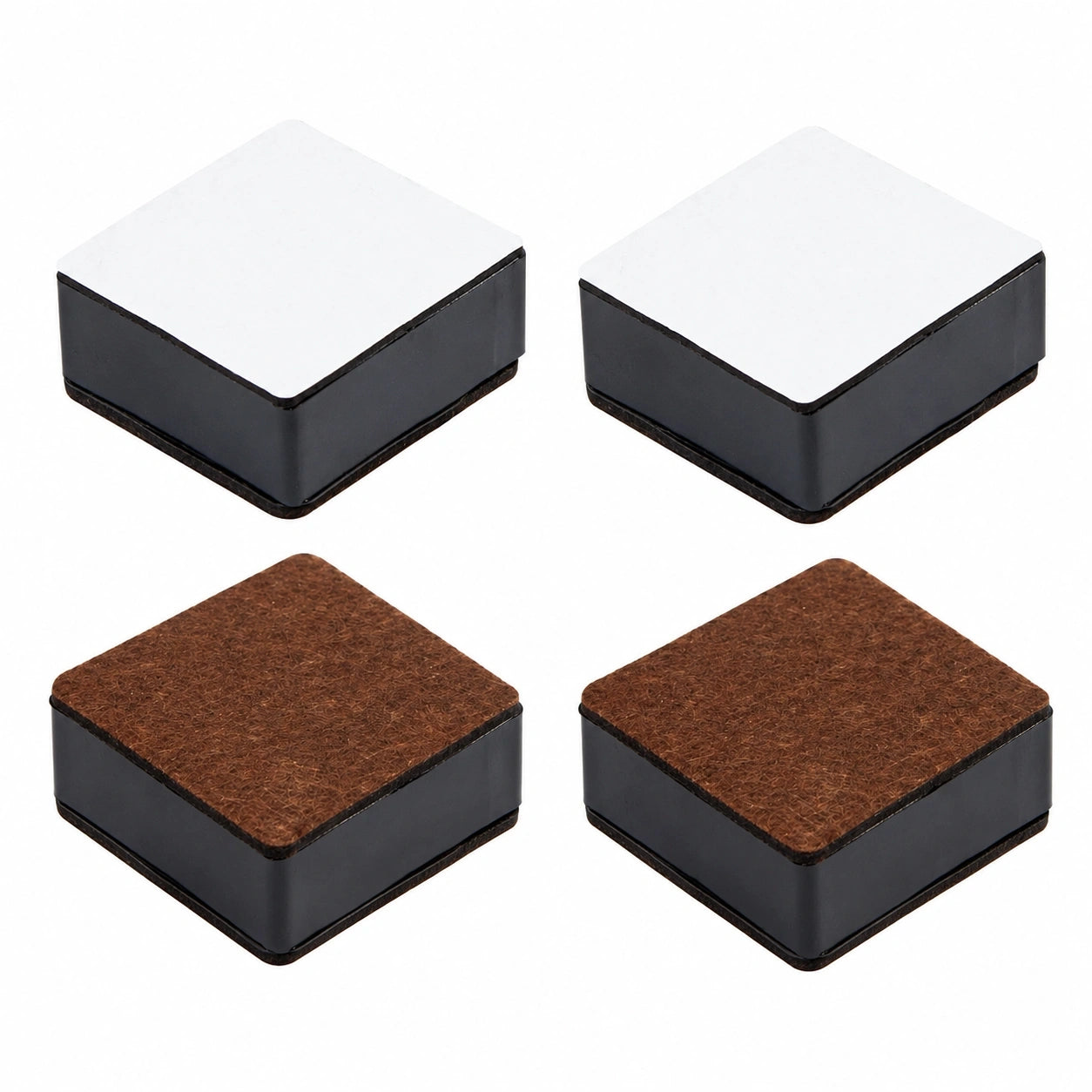 Höhenverstellbare Möbelfüße aus Kohlenstoffstahl, Selbstklebende Möbelheber für Sofas, Stühle, Tische und mehr, 3cm, 4er Set, Quadratisch, Schwarz