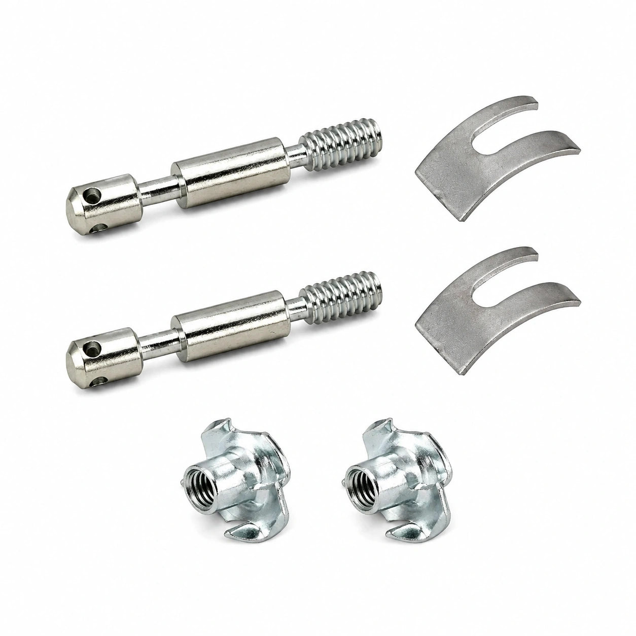 Möbelverbinder Set: 2X M6 x 50mm Schrauben, Halbmondmuttern und Einschlagmuttern