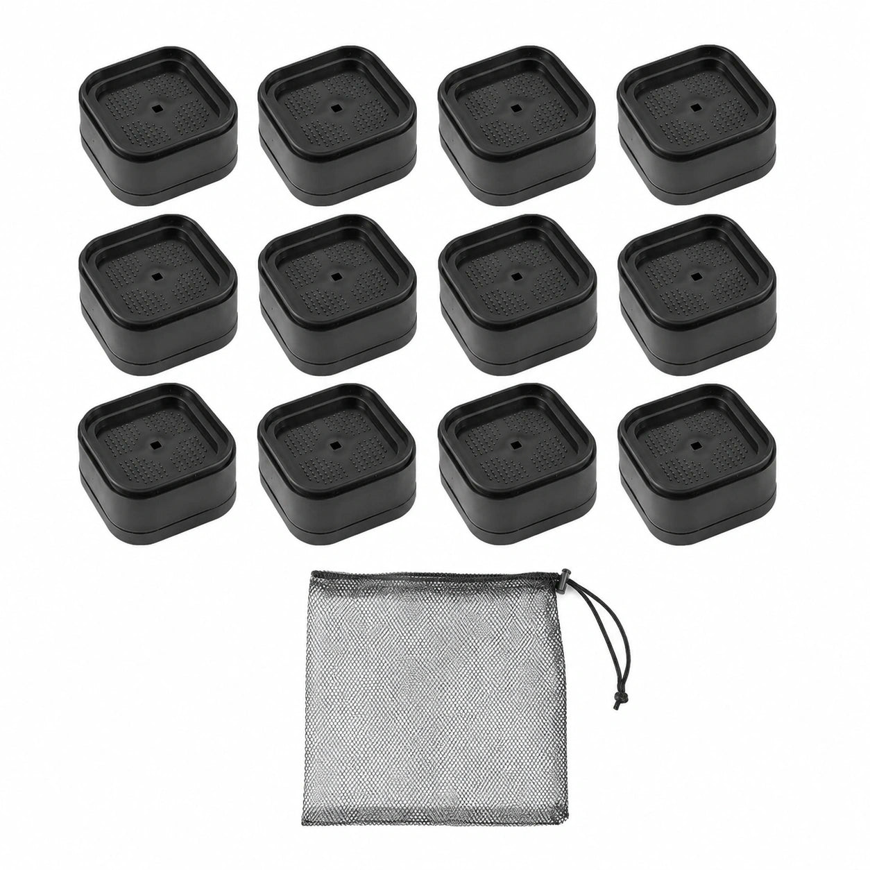 12er Set Möbelerhöher, Stapelbare Bett- und Sofaerhöhung, Möbelriser in Schwarz, Hebt 3,5 cm für Betten, Sofas, Schränke, Unterstützt 5 cm Durchmesser