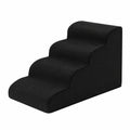EHEYCIGA Haustiertreppe aus Schwamm, 4-stufig, rutschfest, für Sofa & Bett, 50 cm hoch, waschbarer Bezug, Schwarz