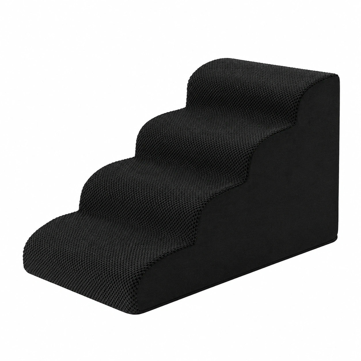 EHEYCIGA Haustiertreppe aus Schwamm, 4-stufig, rutschfest, für Sofa & Bett, 50 cm hoch, waschbarer Bezug, Schwarz