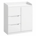 Moderne Hzuaneri Kommode mit 3 Schubladen und Tür, Weiß, 40 x 80 x 87 cm - Perfekt für Wohn- und Schlafzimmer
