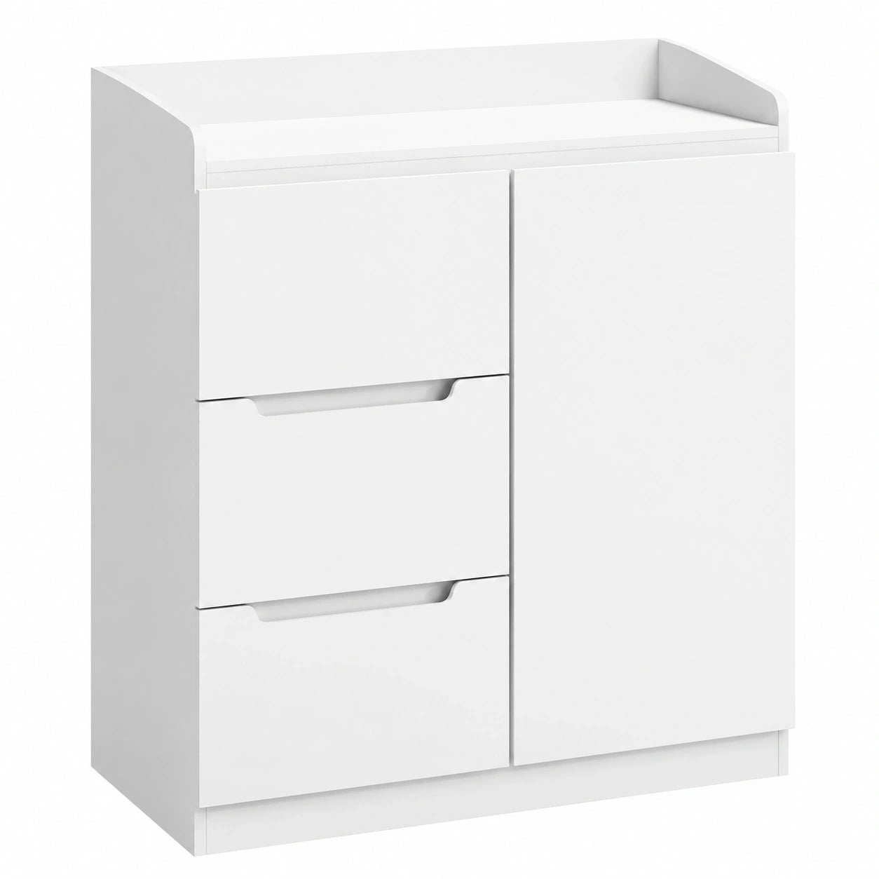 Moderne Hzuaneri Kommode mit 3 Schubladen und Tür, Weiß, 40 x 80 x 87 cm - Perfekt für Wohn- und Schlafzimmer