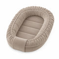 Baby-Nestchen Minky für Neugeborene, Tragbares Kuschelnest aus Samt in Beige - Vielseitiges Zubehör für das Kinderbett im Winter