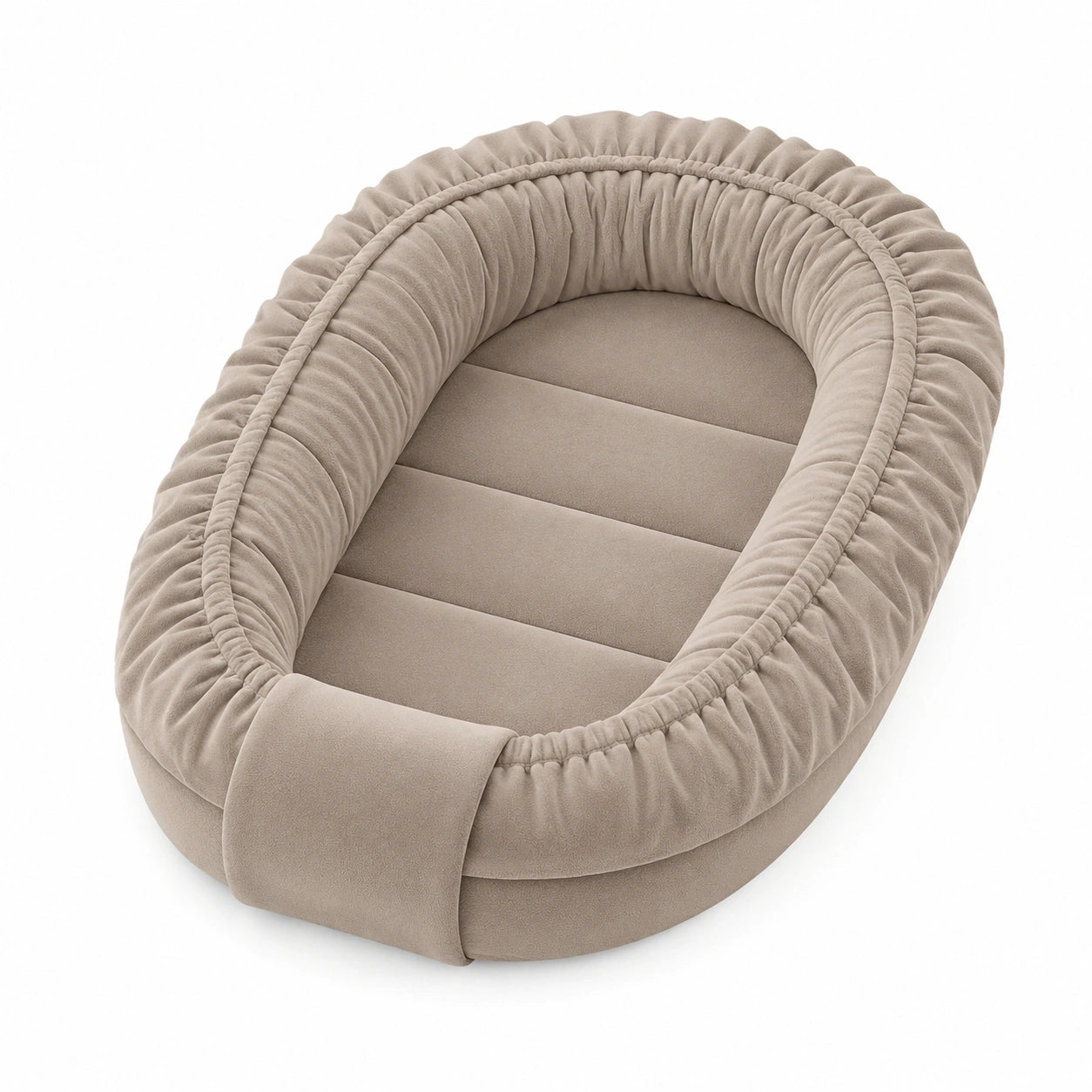 Baby-Nestchen Minky für Neugeborene, Tragbares Kuschelnest aus Samt in Beige - Vielseitiges Zubehör für das Kinderbett im Winter