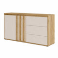 Forte ELISTON Lamellen-Sideboard, 2 Türen & 3 Schubladen, Eiche Mauvella/Kashmir Beige, 160 cm