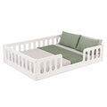 CADANI Monte Montessori Kinderbett 140x200 cm mit Rausfallschutz, weiß, bis 200 kg belastbar