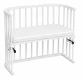 Babybay Beistellbett aus Buchenholz, höhenverstellbar, umweltfreundlich und mitwachsend, weiß lackiert, inklusive Matratze