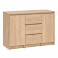 Moderne Kommode mit 3 Schubladen und 2-türigem Schrank, Sonoma-Eiche, 4 Regalböden, für Wohn- oder Schlafzimmer, 101x76x35 cm
