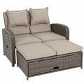 Greemotion Polyrattan Gartenlounge Bahia Rondo, 2-Sitzer Sofa & Tagesbett, Indoor/Outdoor, Stahlrahmen, Braun-Beige, ca. 121 x 99 x 143 cm